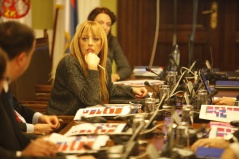 13 September 2013 The Chairperson of the Security Services Control Committee talks to the representatives of the OSCE Mission to Serbia and National Defence School